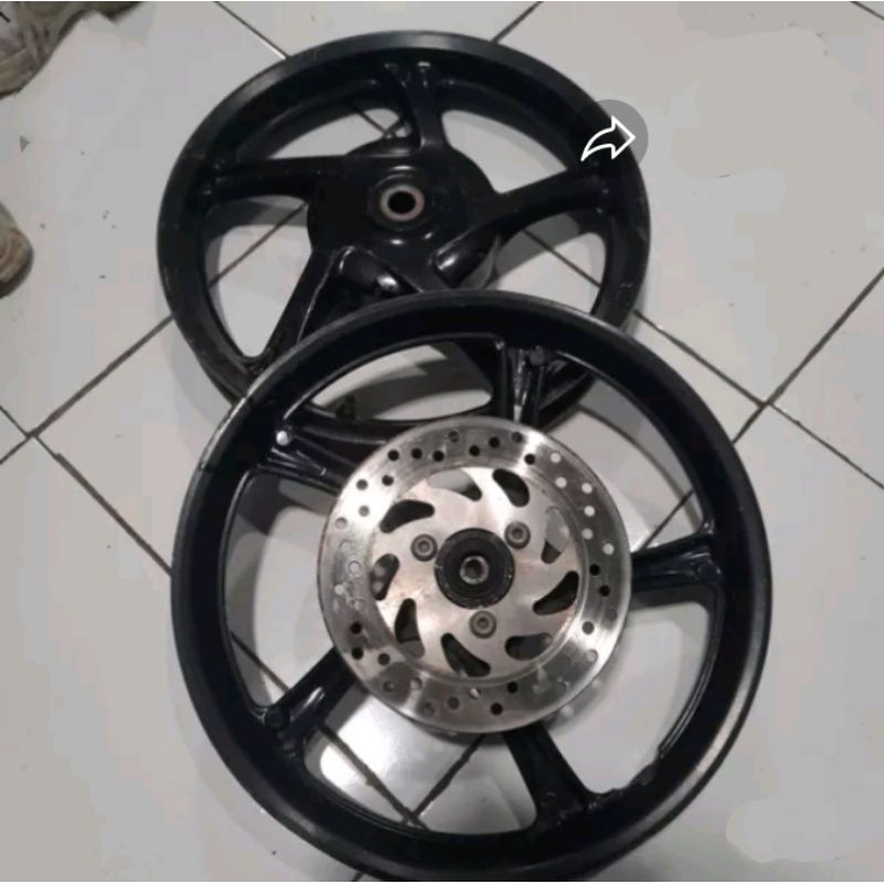 VELG SATU SET DEPAN BELAKANG MIO M3 FINO 125 X RIDE 125 UKURAN VELG D 14×140-B 14×160 SECOND ORIGINA