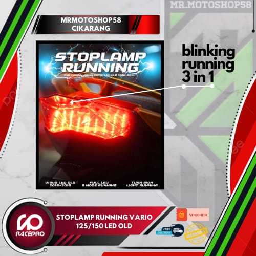LAMPU REM BELAKANG STOPLAMP VARIO 125 LED OLD RUNNING STOPLAMP VARIO RUNNING BINTIK LAMPU BELAKANG