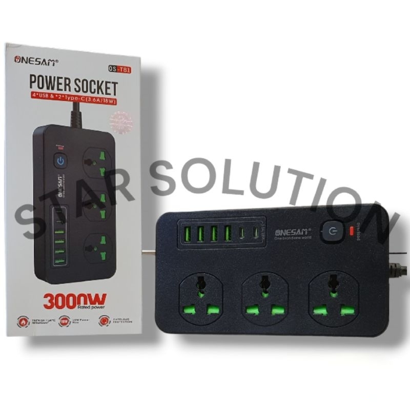cok sambung 3 lubang/ Cok Sambung USB/ Power Socket 3 lubang/ Power Socket USB ONESAM