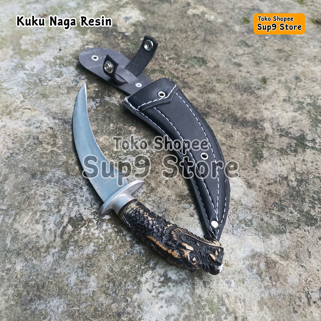 Pisau model kuku macan gagang ukiran naga baja super