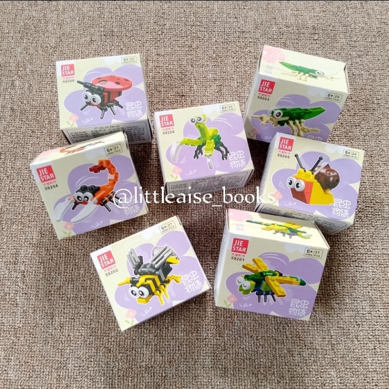 Mainan balok susun nano block brick hewan serangga