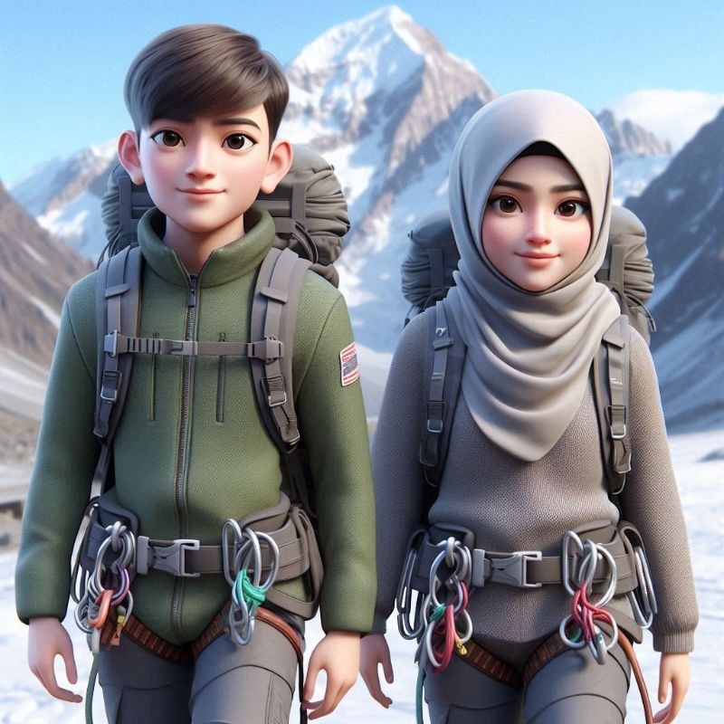 Karikatur 3D tema di Gunung