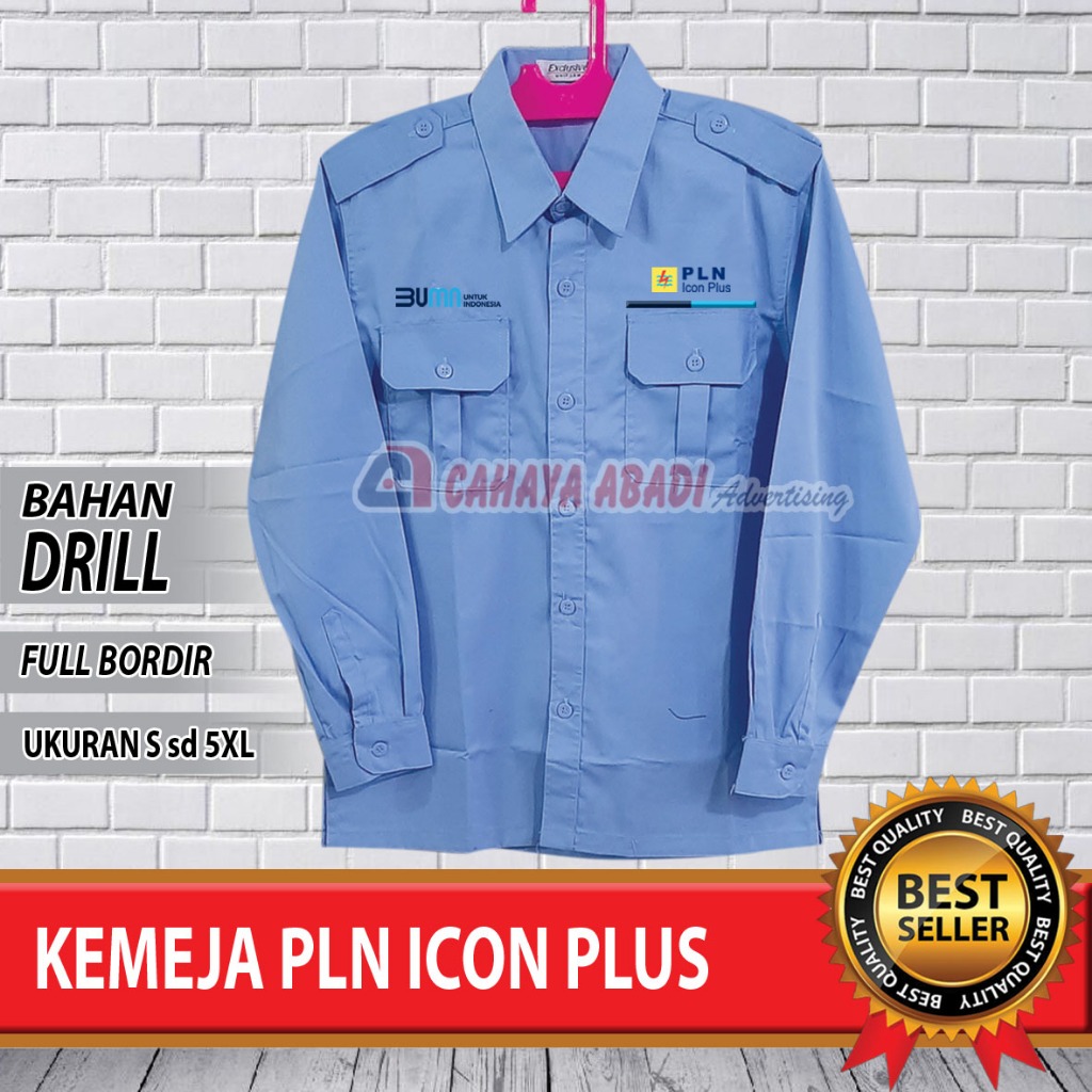 Kemeja BUMN PLN Icon Plus Seragam BUMN PLN Icon Plus Baju BUMN PLN Icon Plus Biru Muda