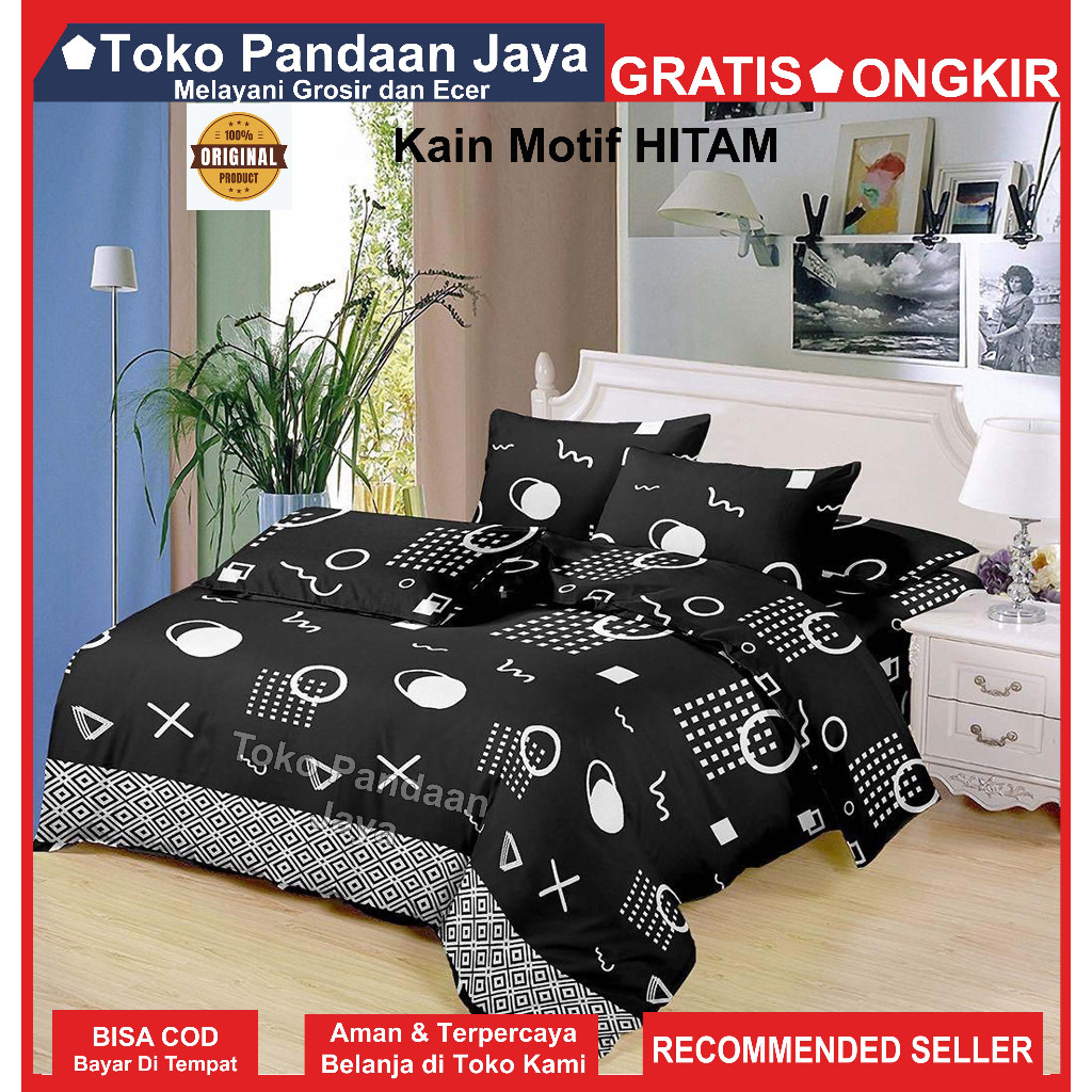 KAIN/GROSIR KAIN BAHAN KATUN DISPERSE 120m x 240cm/SPREI TERLARIS KATUN DISPERSE MOTIF HITAM 120mx24