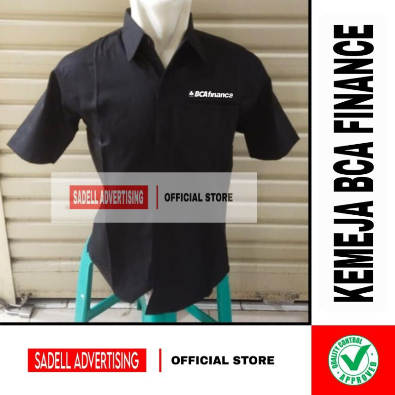 Kemeja BCA Finance Seragam BCA Finance Hitam Lengan Pendek Pria Bordir