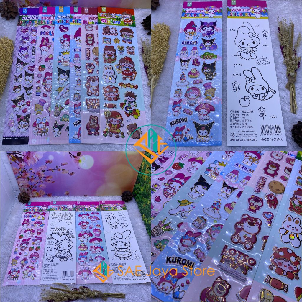 

SAE-STICKER TIMBUL 3D PANJANG + MEWARNAI MOTIF SANRIO LOTSO DAN MOMO / STICKER 3D / STIKER ANAK