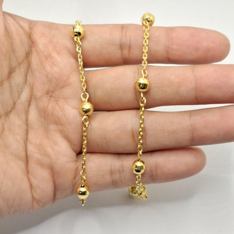 Gelang Bola Bola Rantai Nori Aksesoris Perhiasan Lapis Emas 24K