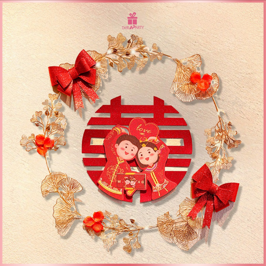 DP Backdrop Shuang Xi  Dekorasi Pernikahan Sangjit Wedding Chinese / Hiasan DInding Shuang Xi LED WE