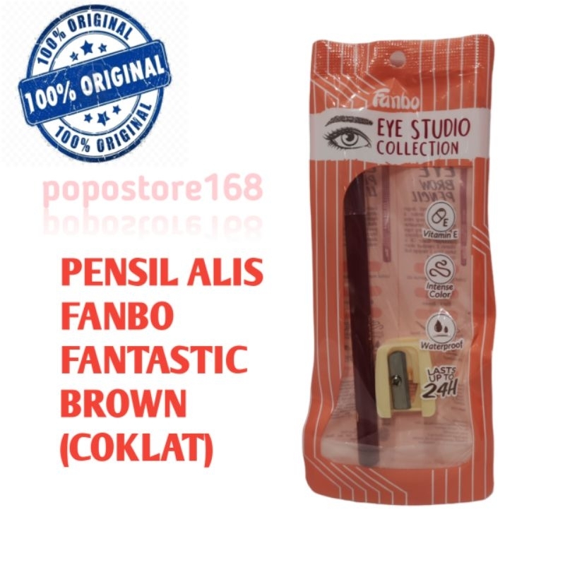 FANBO PENSIL ALIS COKLAT WATERPROOF/ FANBO FANTASTIC EYE BROW PENCIL BROWN FREE PERAUT/ PENSIL ALIS 