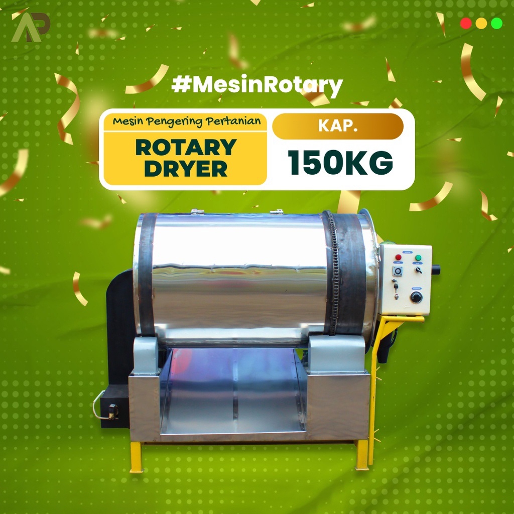 MESIN PENGERING ROTARY DRYER TIPE 150KG STAINLESS FOODGRADE TIPE GAS LPG PENGERING GULA SEMUT JAHE S