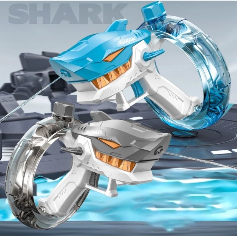 [capt] Mainan Outdoor Anak Mesin Tembakan Air Elektrik Hiu - Shark Elektric Water Gun