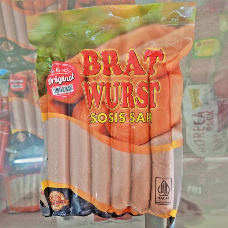 

kingfood bratwurst original 500gr/sosis sapi/ bratwurst