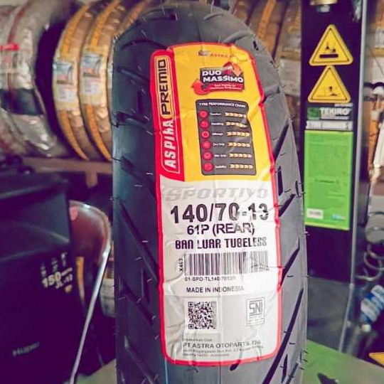 BAN LUAR ASPIRA PREMIO SPORTIVE 140/70-13 TUBELESS