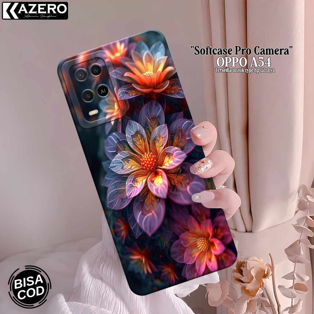 Casing OPPO A54 Fashion Case Bunga Softcase OPPO A54 Silikon Pro Camera Case OPPO A54 Kesing OPPO A5