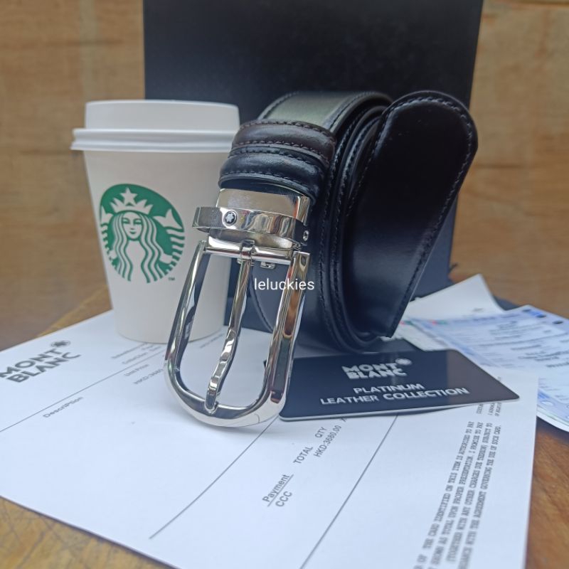 Ikat Pinggang Pria MONTBLANC PREMIUM kulit ITALY tusuk jarum