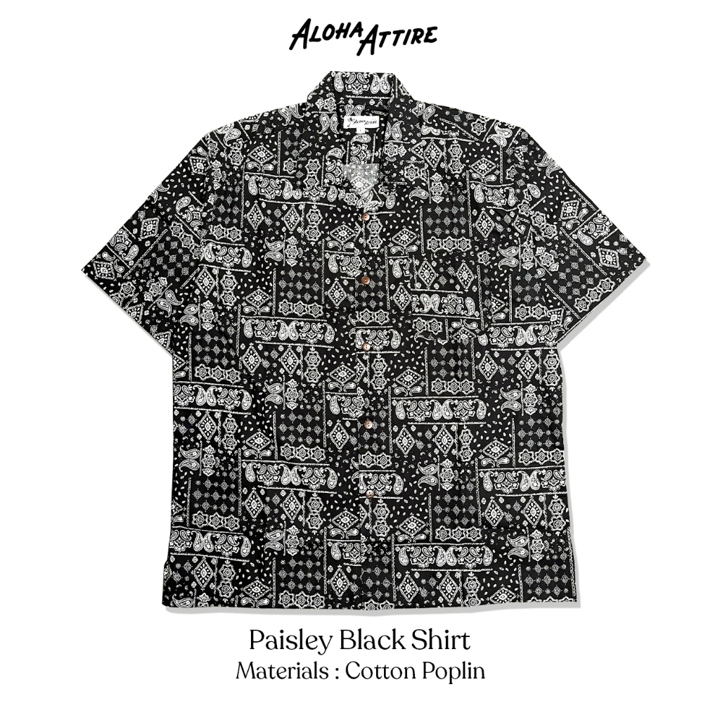 Aloha Attire Paisley Black Shirt - Kemeja Pantai / Kemeja Pria