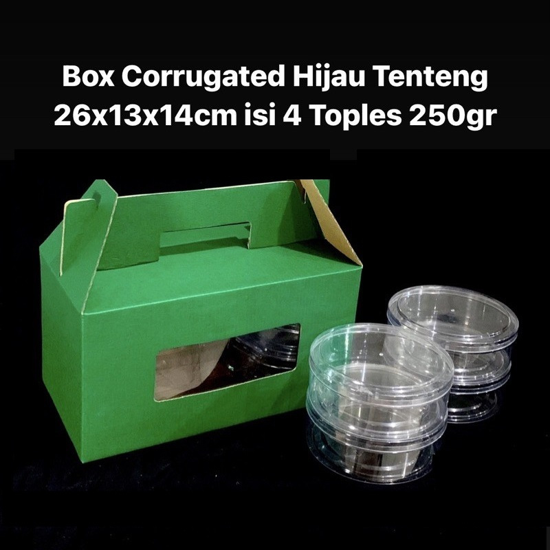 

( 5 pcs ) Gable Box Jinjing Hampers Kue Ukuran 26x13x14 cm Box Hijau Kemasan Muat 4 Toples 250gr