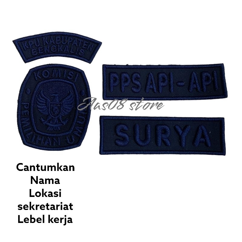 LOGO BORDIR KPU TIMBUL DONGKER BEDGE KPU PPS TIMBUL NAVY LOGO KPU CUSTOM SESUAI DAERAH