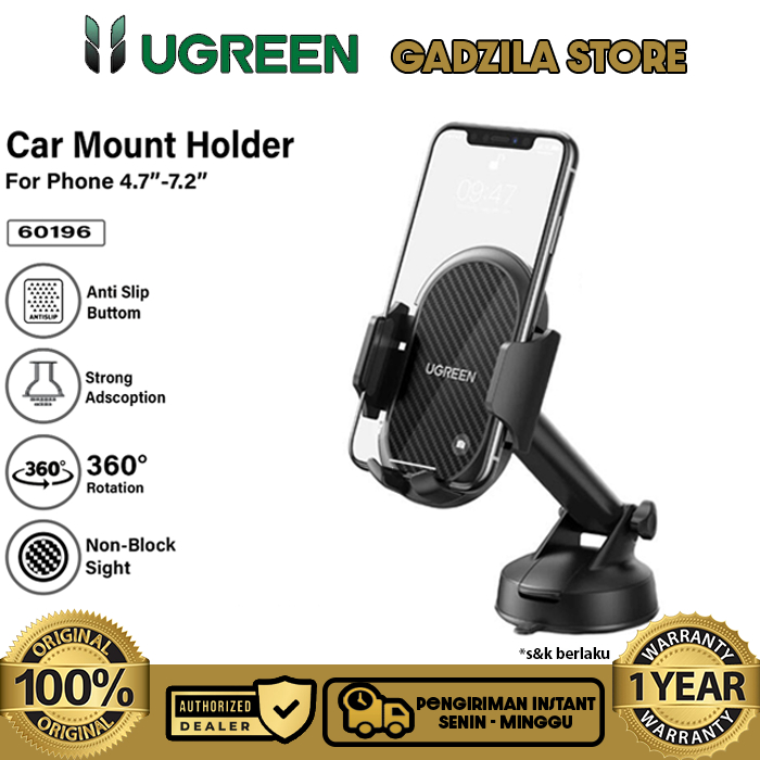 UGREEN Car Mount Phone Stand Holder Mobil Auto Lock Dudukan Hp iPhone Android Dashboard Kaca Air Ven