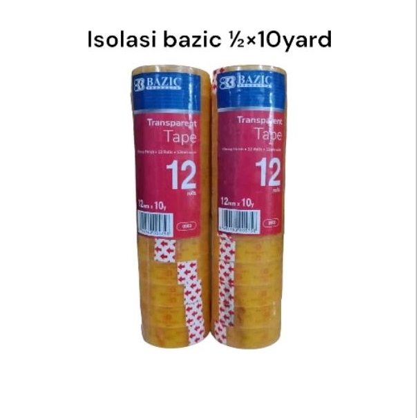 

isolasi kecil ½inch × 10 yard / isolasi bazic setengah inch / lakban kecil