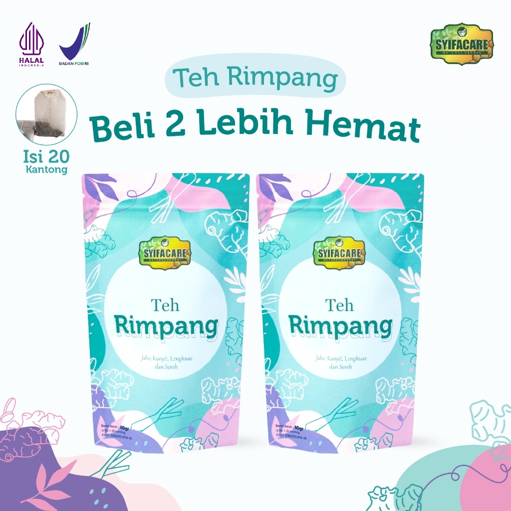 

Paket 2 Pouch Teh Celup Rimpang Syifacare - Teh Herbal Alami 40gr untuk Diet dan Haid Lancar