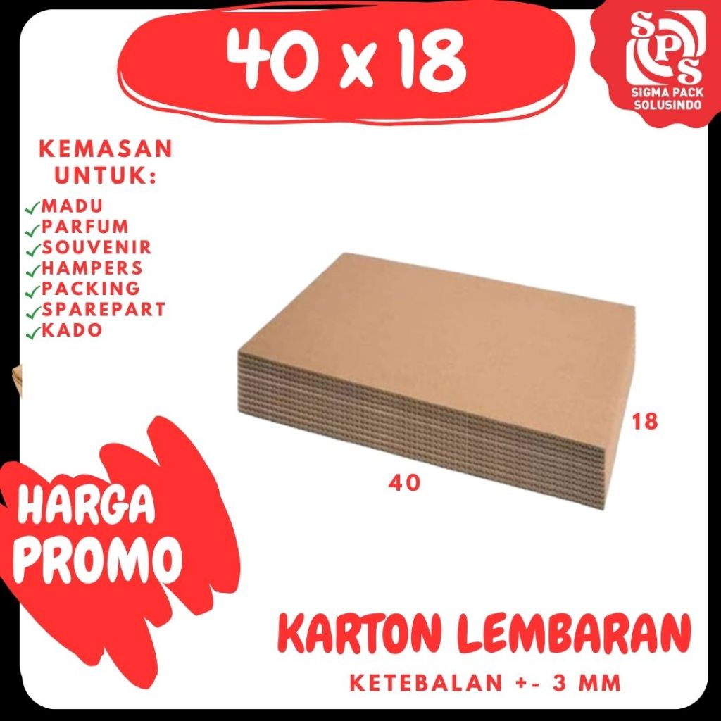 

Sheet 18x40 Lembaran Bahan Polos Single Wall Kardus Coklat Karton Packing