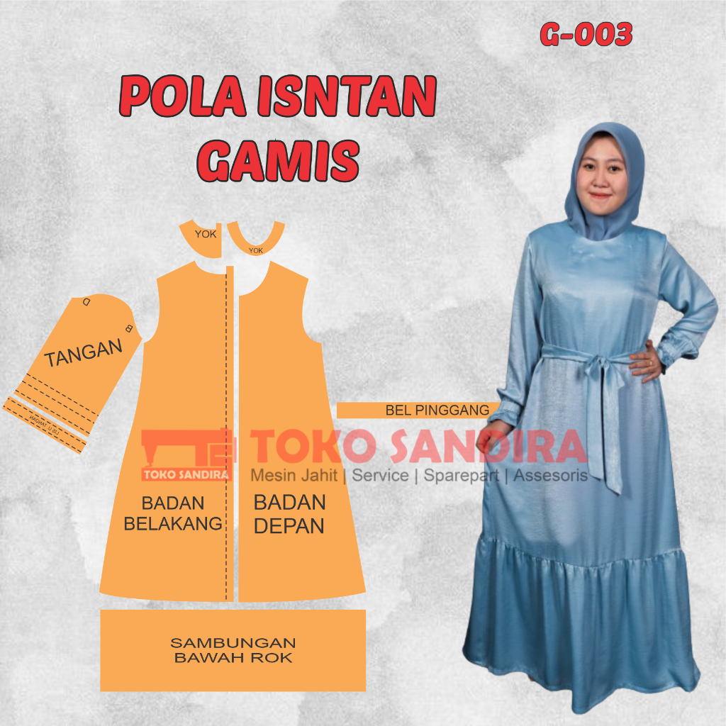 pola gamis/pola instan gamis/pola gamis wanita/pola instan murah/pola jiplak murah/pola jahit kompli