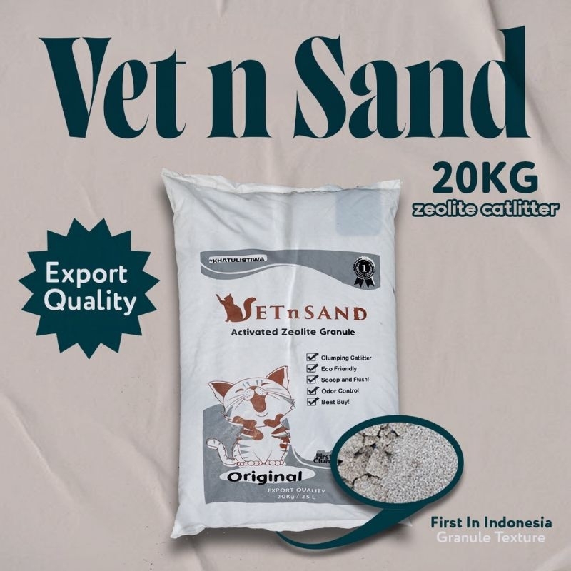 Vetsand Pasir Kucing Gumpal Non Wangi/Original 20kg