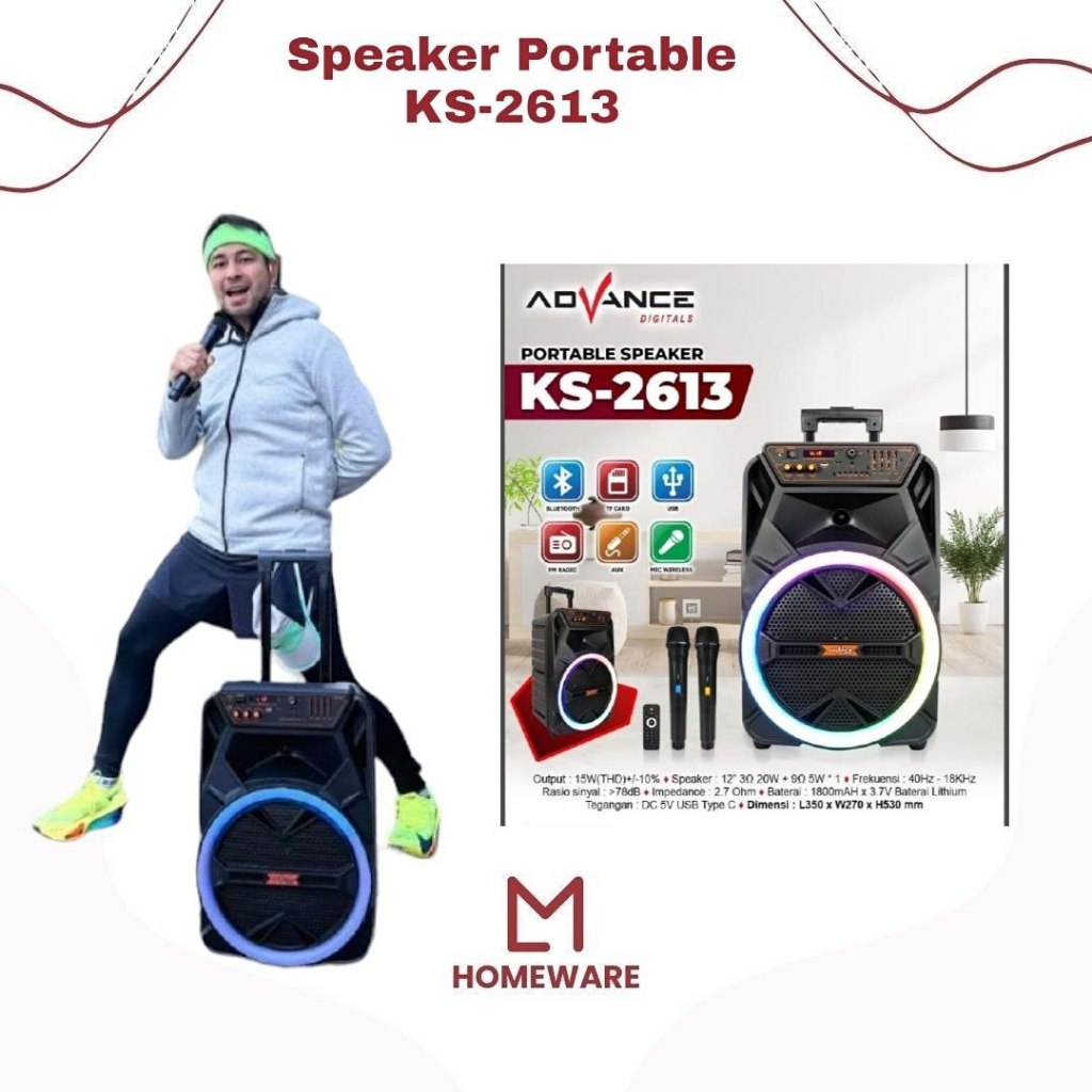 ADVANCE SPEAKER PORTABLE BLUETOOTH S-70 KS-821 2 MIC / Plus Mic Karaoke Advance S70 Speaker / ADVANC