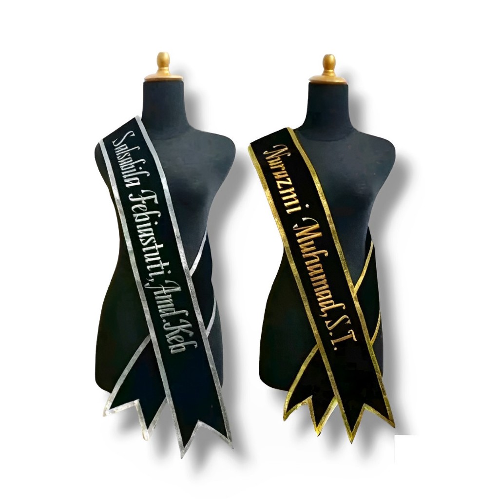 Selempang Wisuda Bludru Bordir Nama