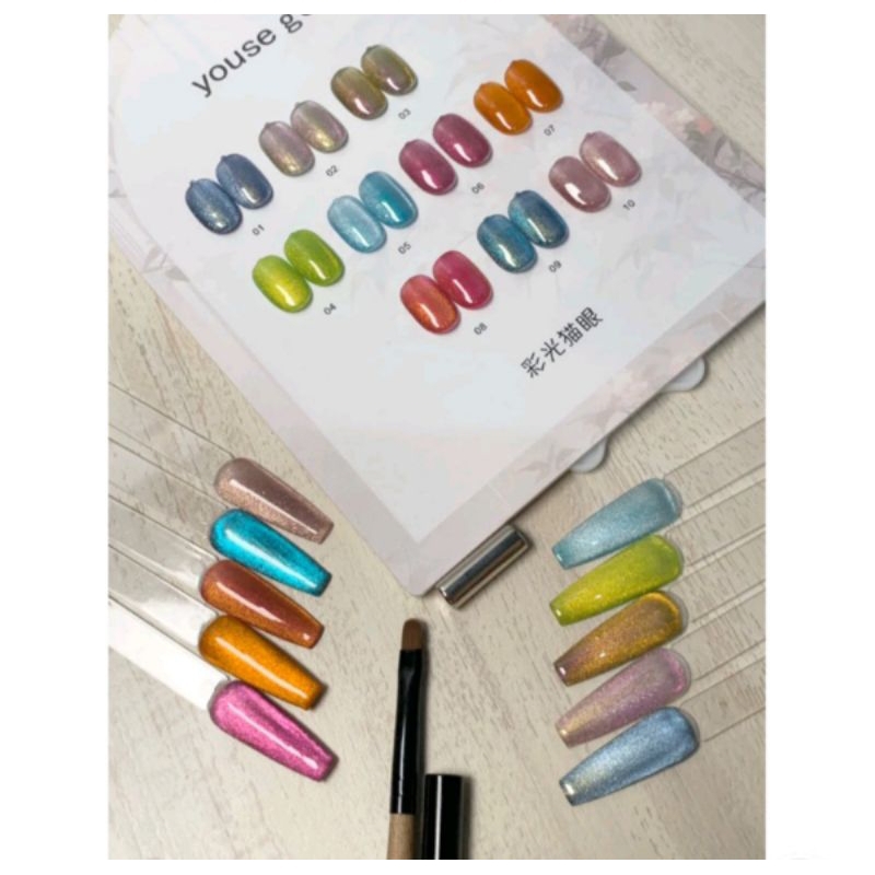 Youse moonstone defect cat eye nail gel polish set kutek kuku free display
