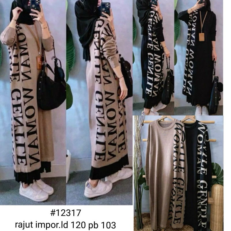 maxy dress rajut import premium gamis rajut import premium
