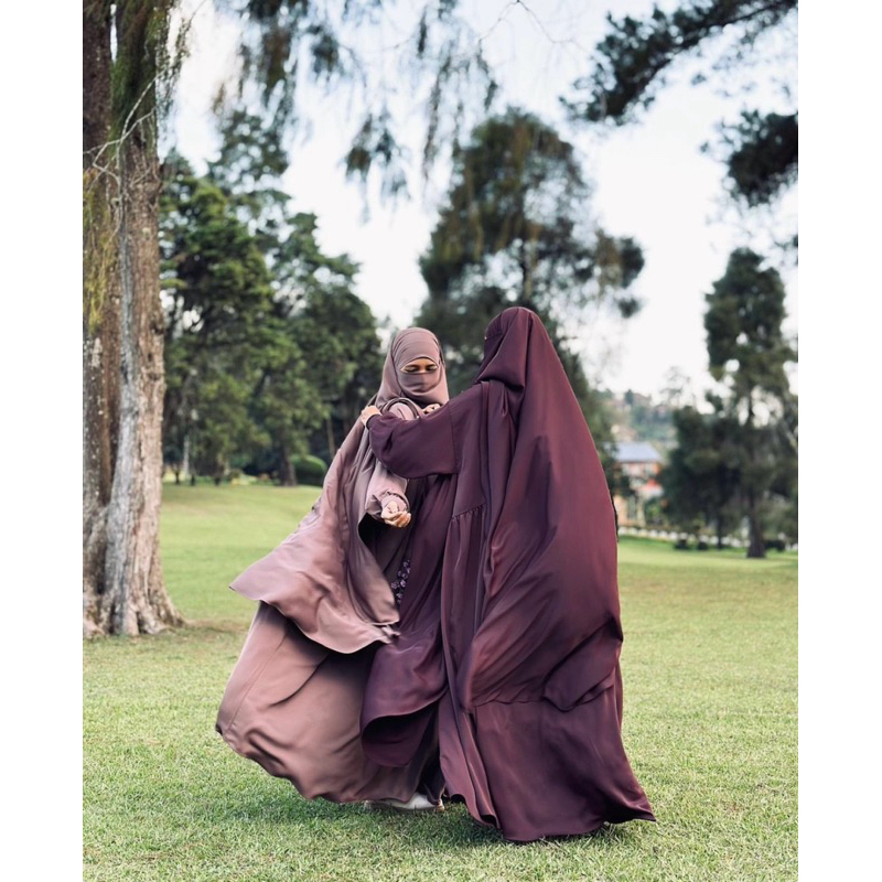 preloved abaya malikah july dark maroon size m set fk