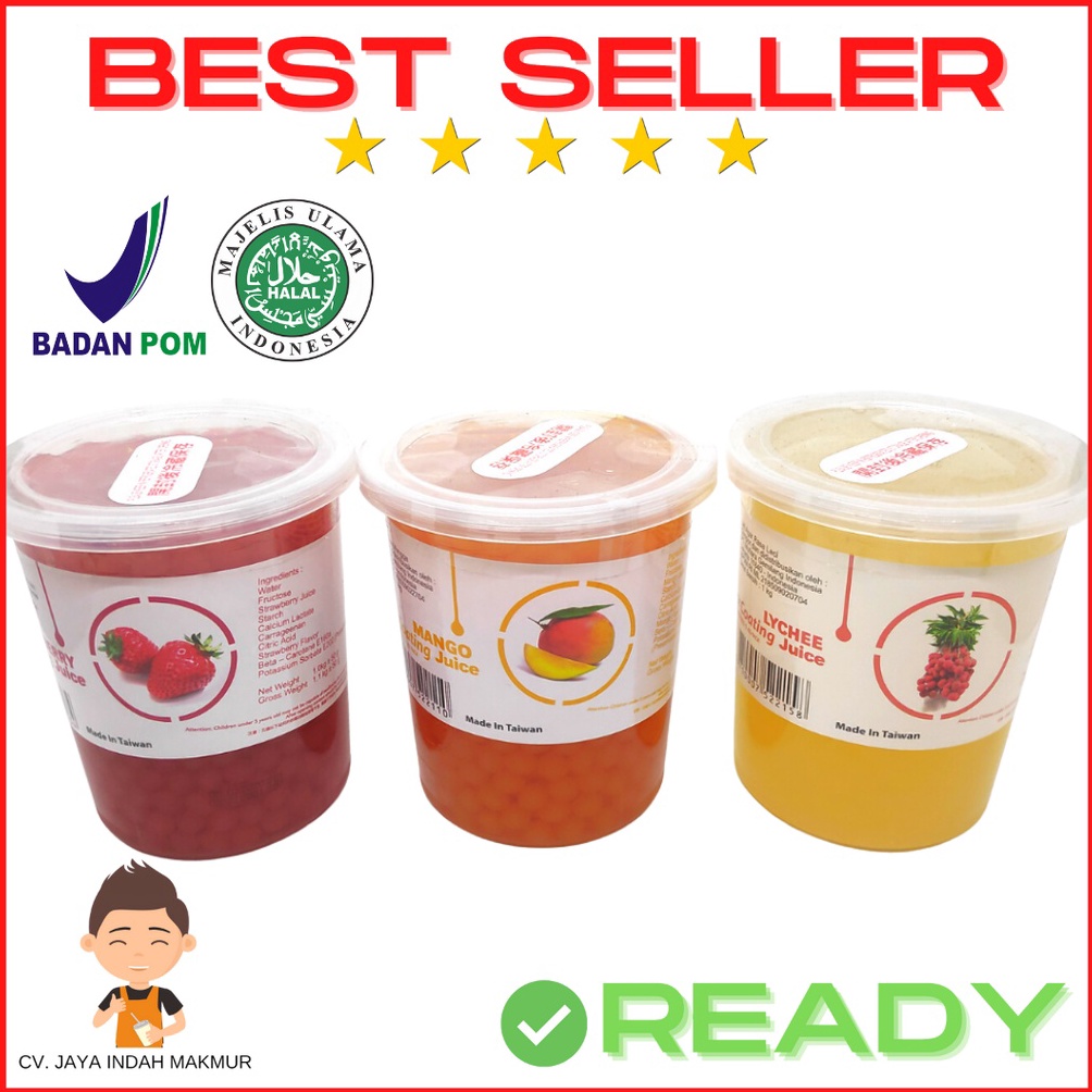 

BIG SALE Popping BobaPoping BobbaCoatingJuice Impor Taiwan Mango Leci Strawberry Yogurt 1 kg HALAL BPOM
