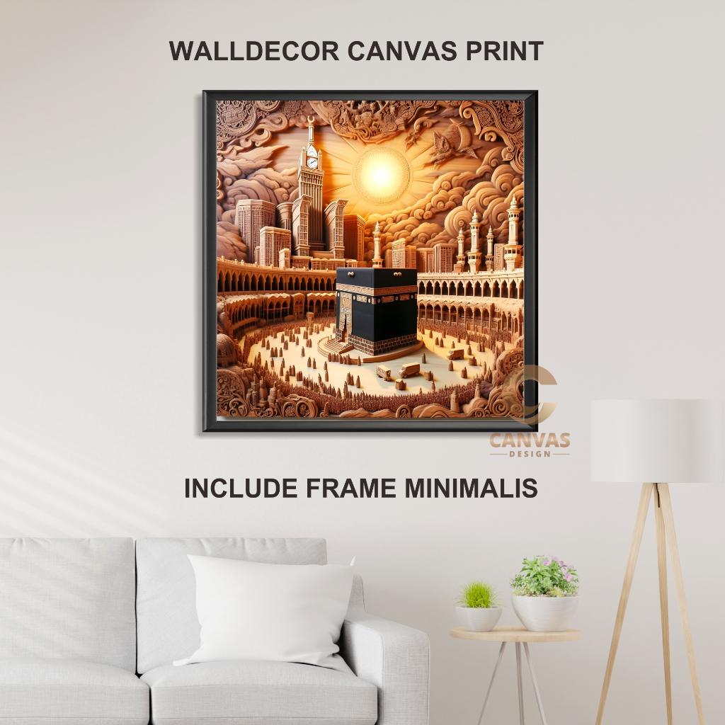 Hiasan Dinding Kabah 3D Wall Decor  Islami Makkah - Lukisan Kabah Mekah Canvas Print
