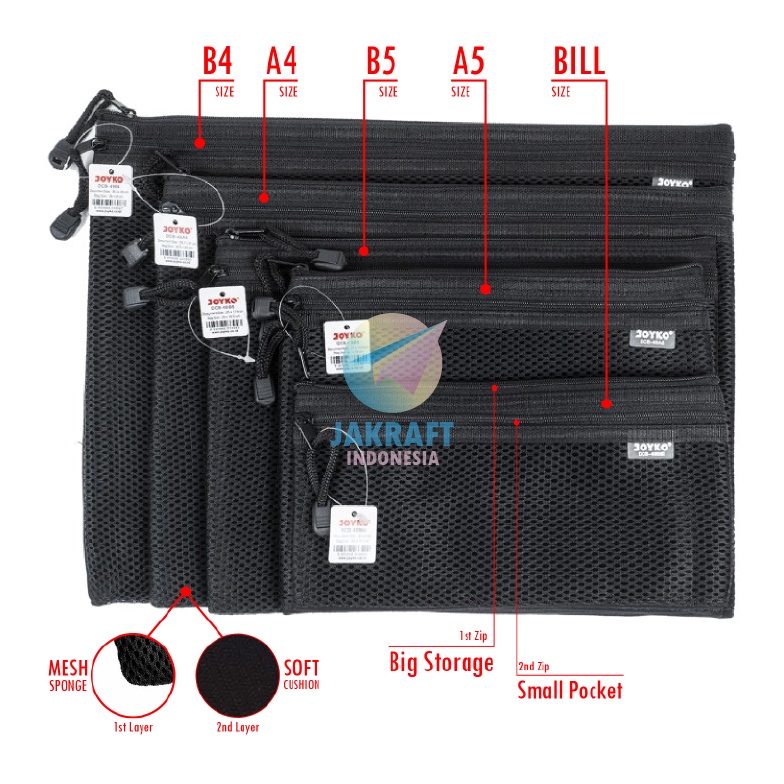 

TERLARIZZZ 1 Pcs Zipper Document Bag Jaring B4 JOYKO DCB49 Buku Majalah Novel Skripsi Make Up