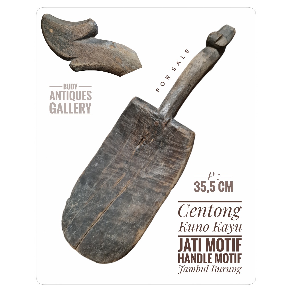 Centong Kuno Kayu Jati Motif Jambul Burung