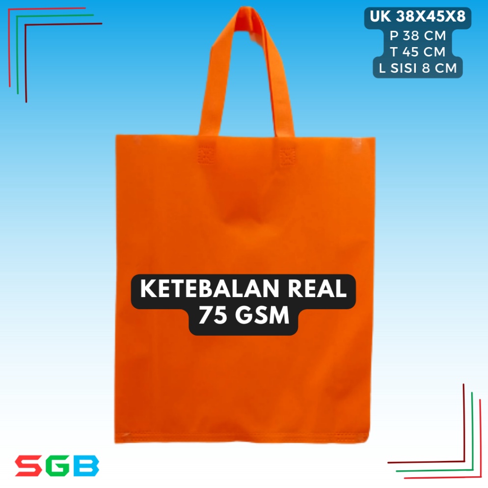 

Terlaris Tas Spunbond Handle uk 38x45x8 harga LUSINAN Goodie bag 75 gsm