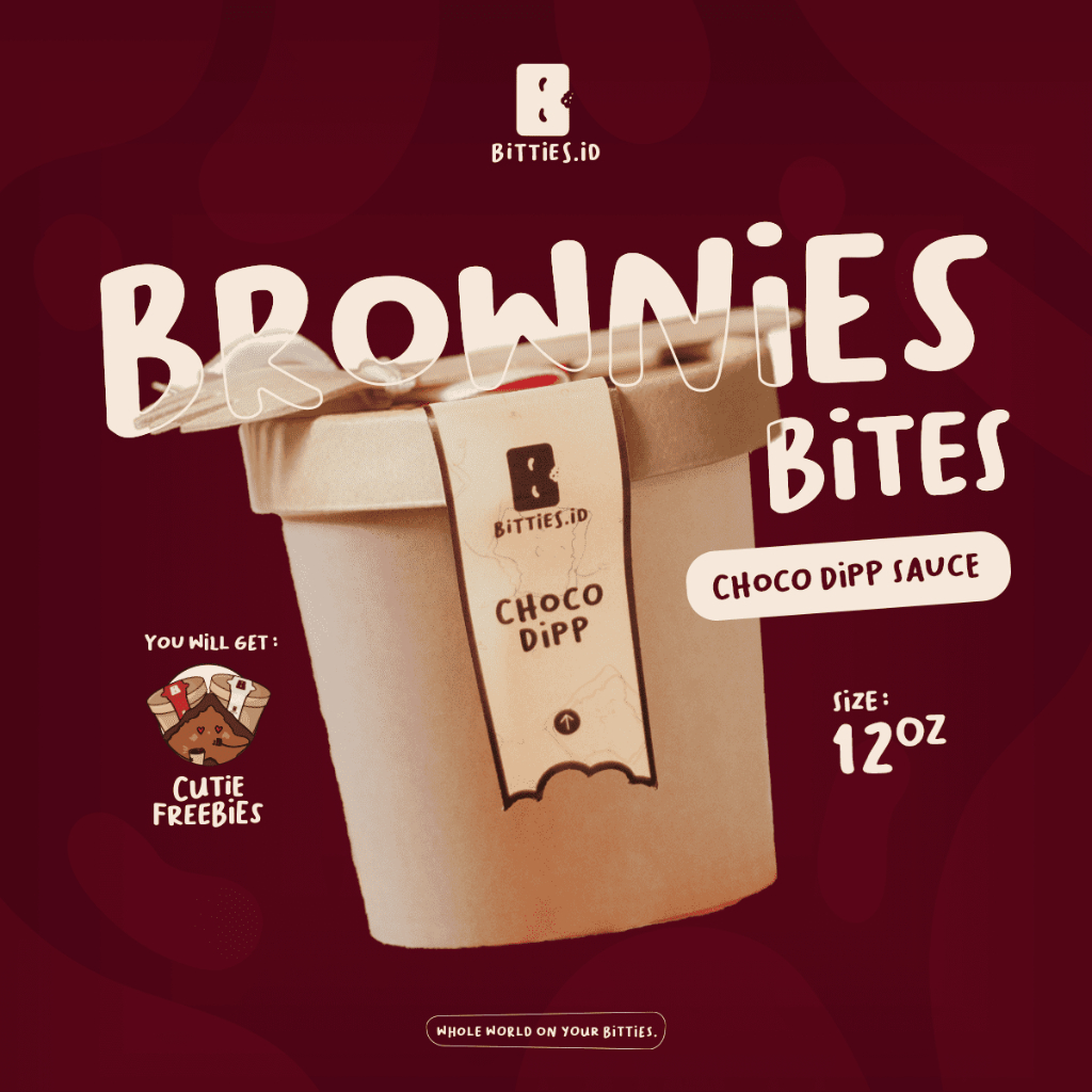 

Bitties Indonesia 12oz Choco Dipp. Brownies Bites. Fudgy Brownies