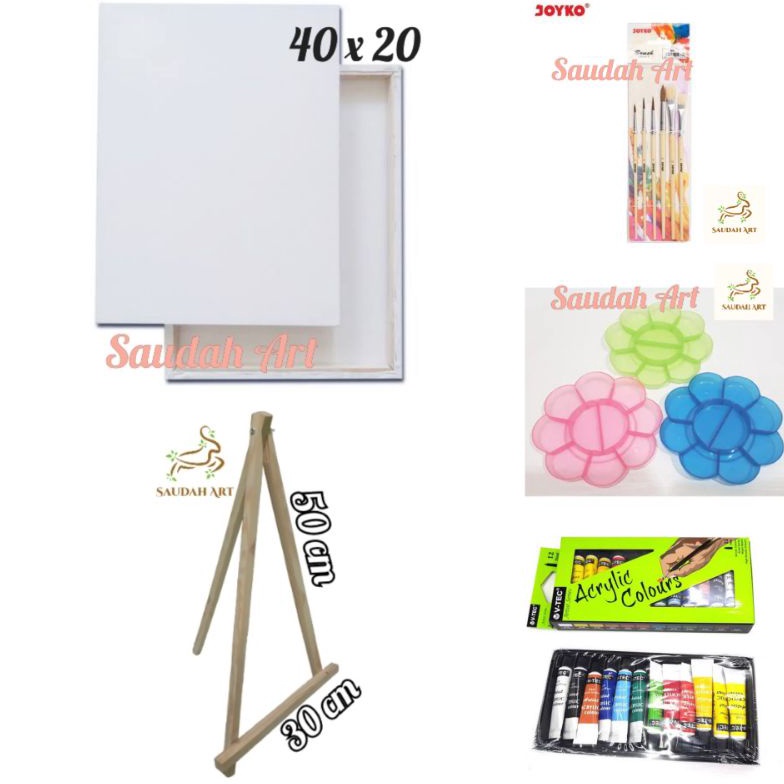 

TREND Paket Lukis Lengkap kanvas 2x4kuaspaletcat akrilikeasel 3x5