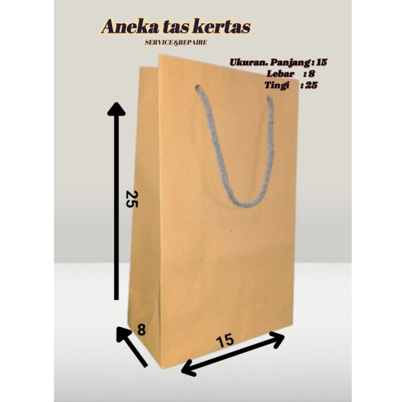 

PAPER BAG COKLAT POLOS/Paper Bag Murah/paperbag /paperbag Souvenir 15x8x25)