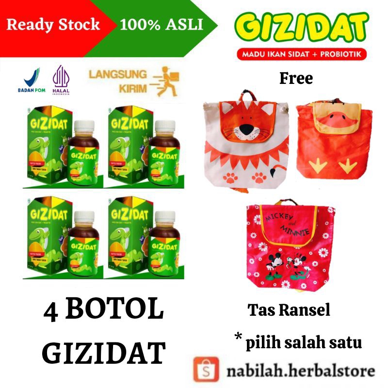 (4 Botol) Madu Anak GIZIDAT 100% Asli