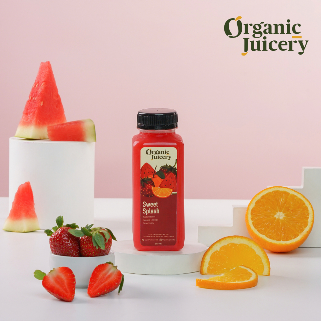 

Sweet Splash 500ml | Watermelon , Navel Orange , Strawberry 100% Cold Pressed Juice | Jus Semangka, Jeruk, Stroberi Murni Tanpa Campur Air