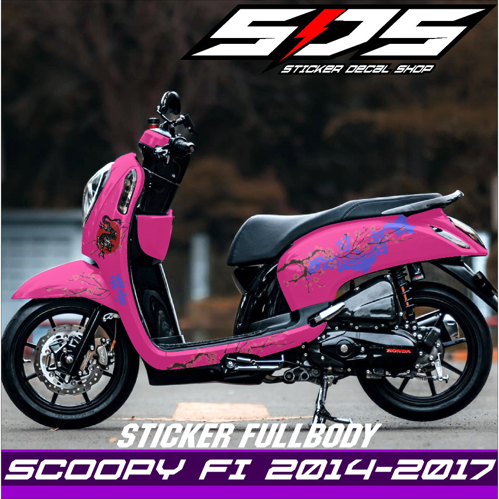 Decal Sticker Scoopy FI Lama Full Body - Dekal Stiker Scoopy FI Lama 2014-2017 Motif Sakura Japan
