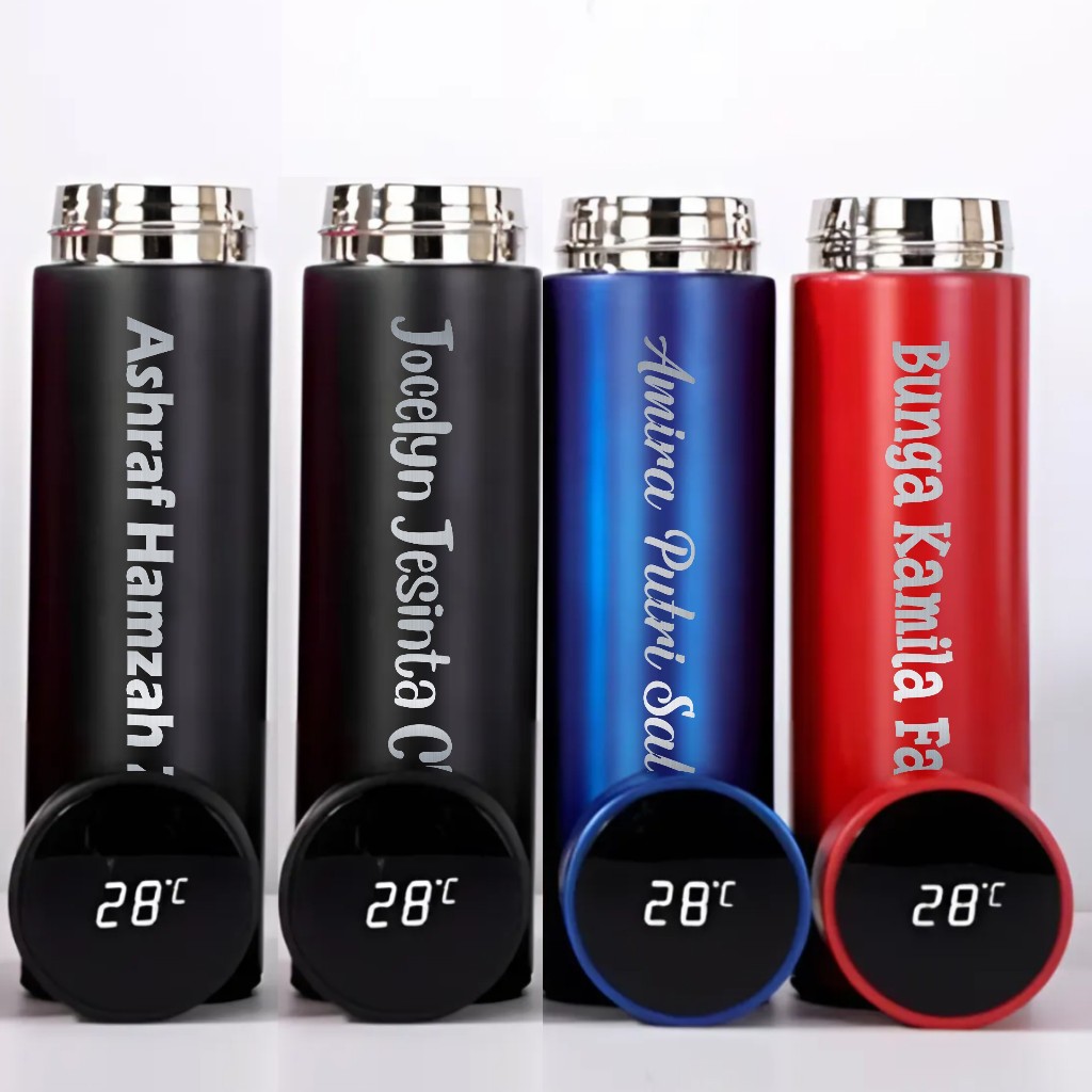 Tumbler LED Grafir Custom Nama / Souvenir Botol Minum / Termos Smart LED