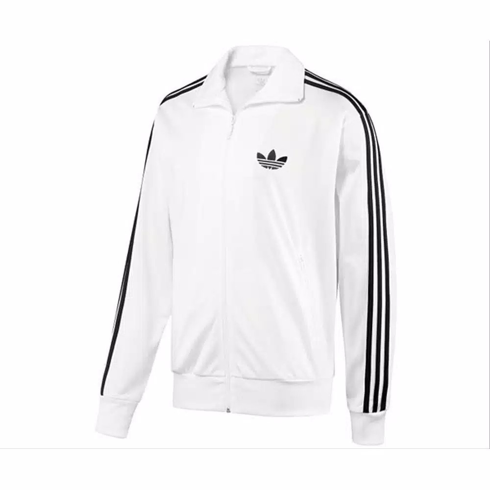 BISA COD | Jaket Adidas Tractop PUTIH list HITAM Unisex Pria Wanita
