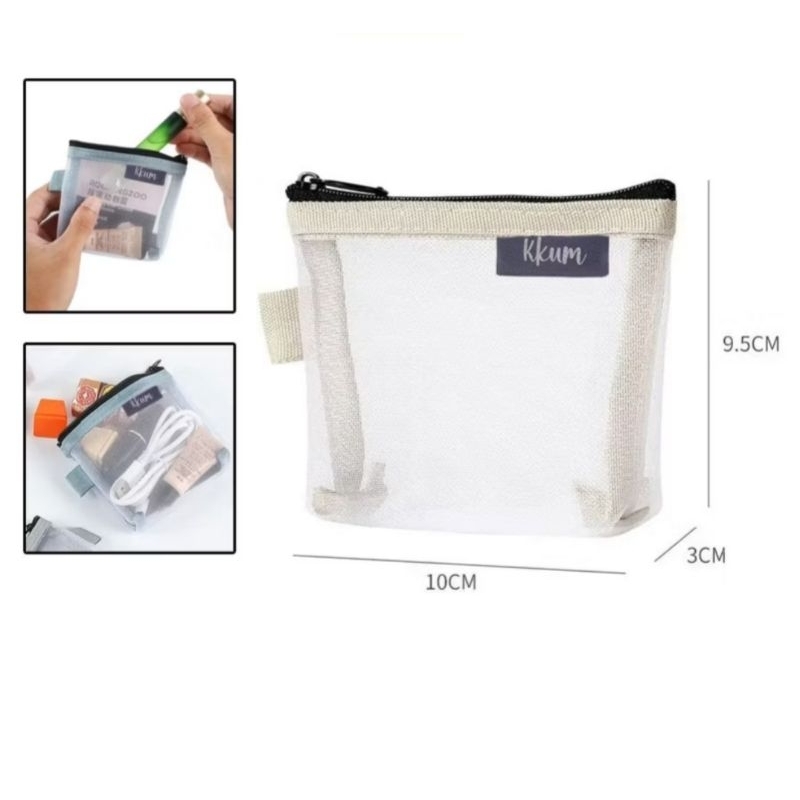 Dompet Mini Transparan Travel Pouch Zipper Kecil