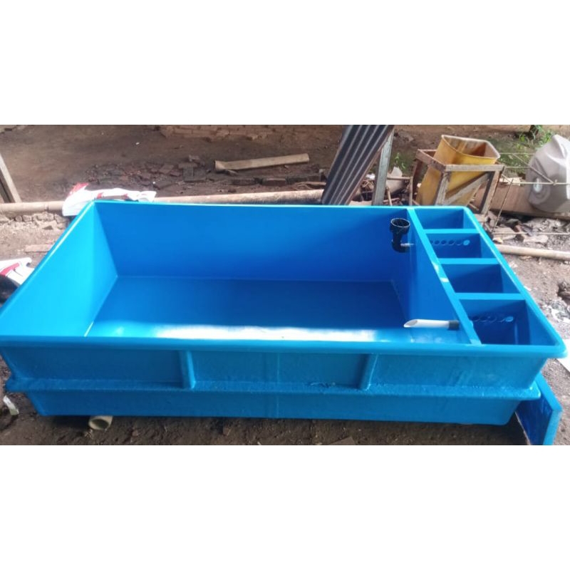 kolam/bak ikan fiber glass 200*100*50+filter scimer