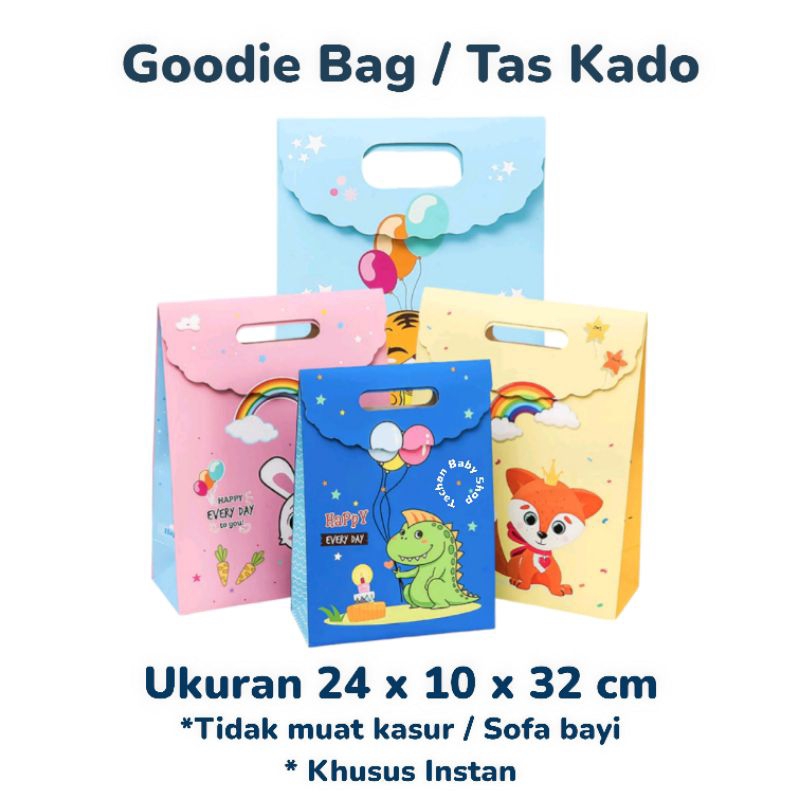 

Goodie Bag Tas Kado Ukuran 24x10x32 cm / Paper Bag Kado / bungkus kado / tas bingkisan / kado ulang tahun bayi