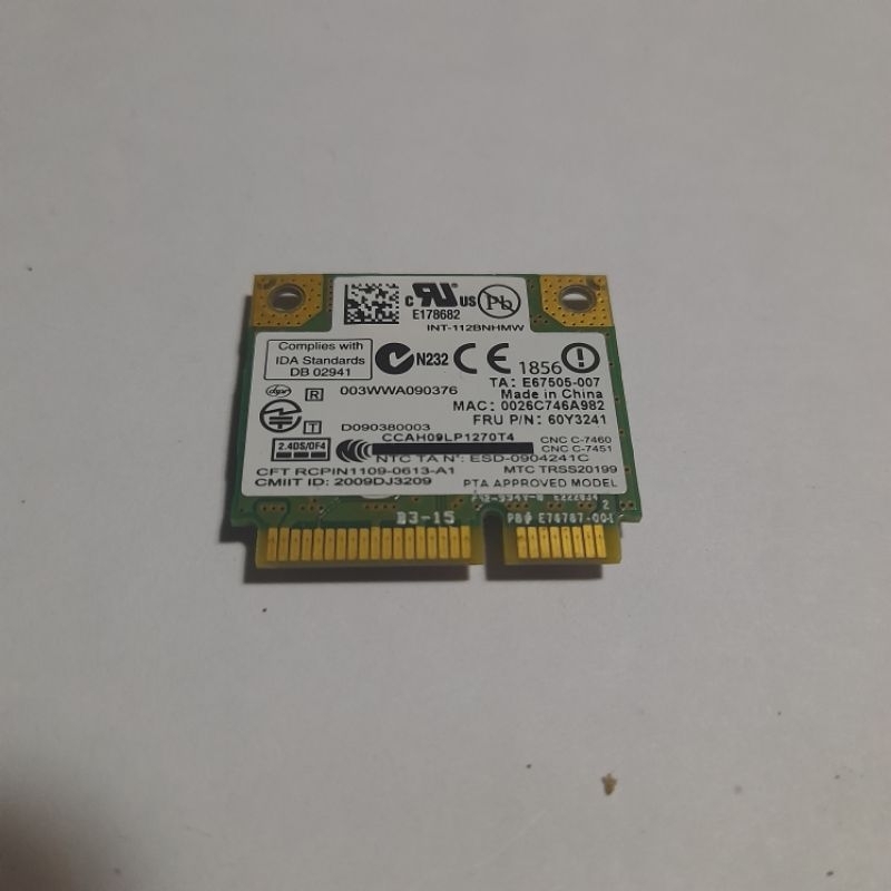 LENOVO THINKPAD X201i WIFI CARD